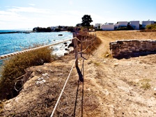 Footpath to Golden Beach with Drios pier in the background