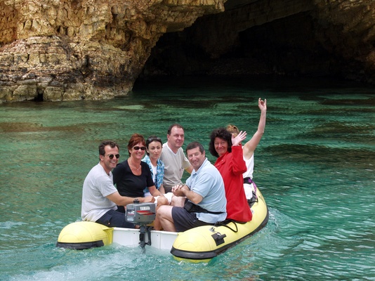 Exploring a sea cave at Koufonisi